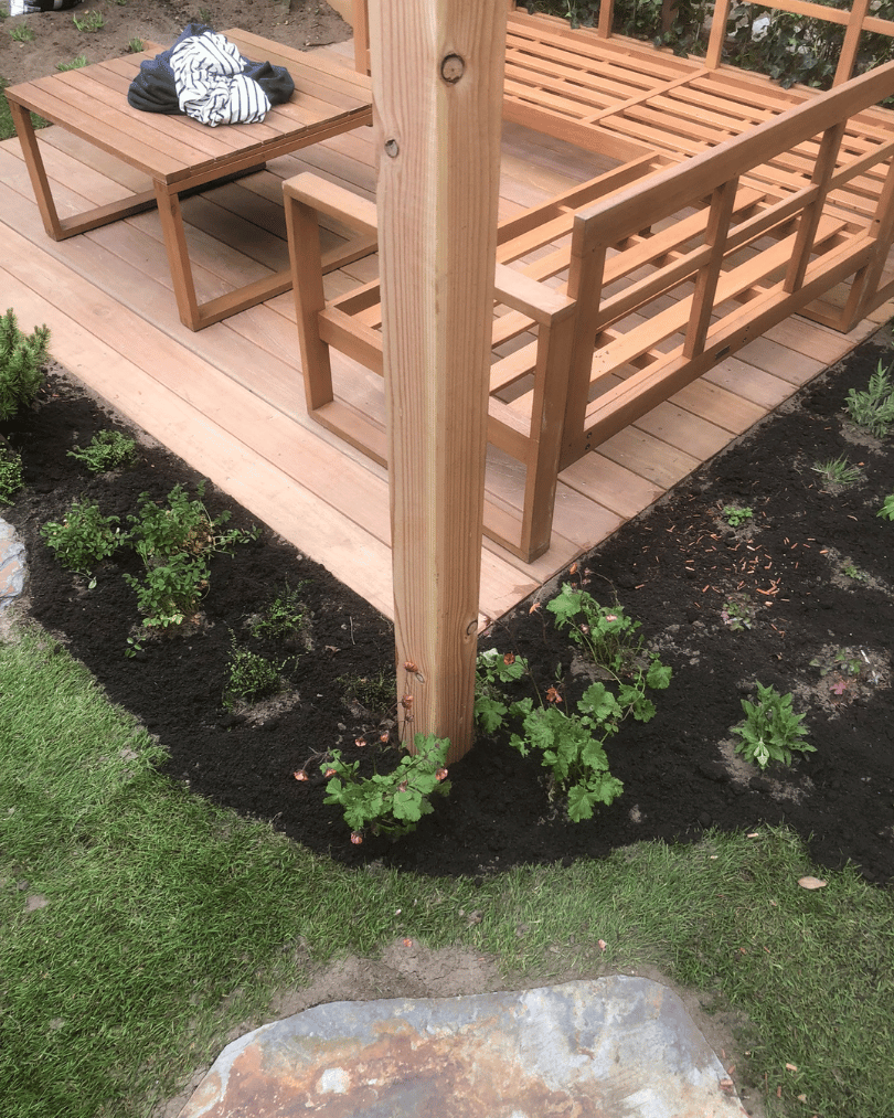 Pergola met klimplanten als omsloten zitplek in een tuin door Cerci Design