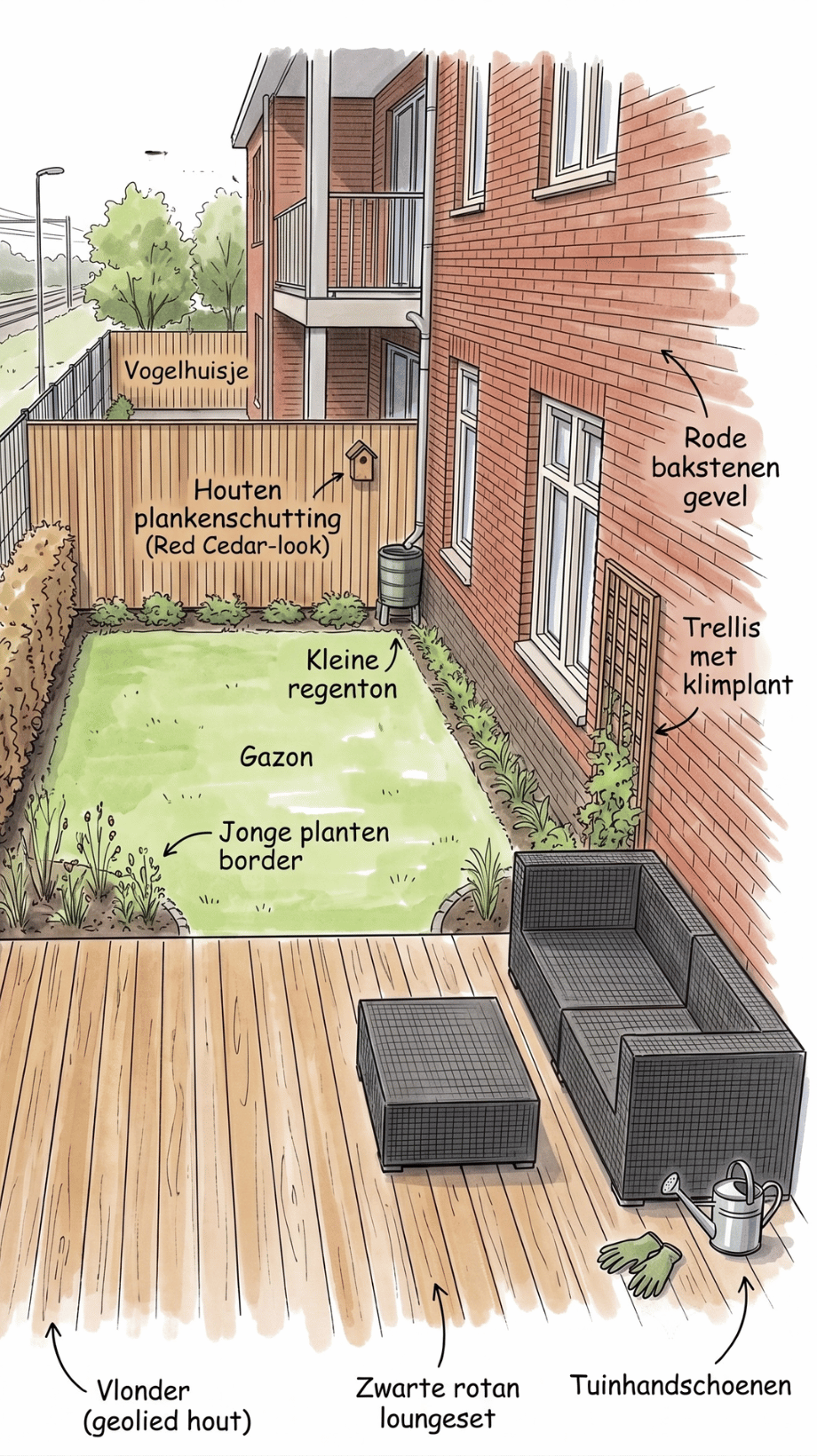 kleine-tuin-ontwerp-beplanting.jpg Ontwerp van een kleine tuin met doordachte beplanting en indeling door Cerci Design